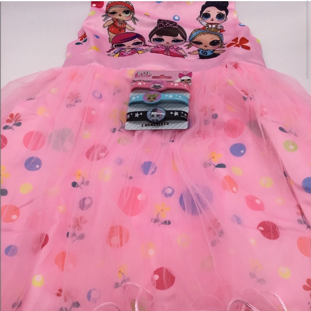 Princess birthday dress L.O.L. Pink dress with tulle skirt attached sash, 140cm - Picture 2 of 15